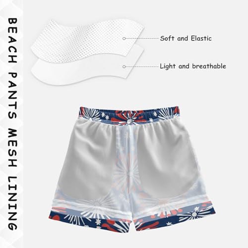 Boys Beach Board Shorts Fireworks Fire Festival Swim Trunk Teen Swimwear 8-16Y Multicolor4