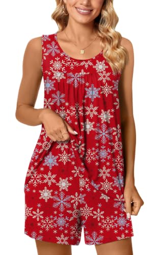 Image of POPYOUNG Pajama Set for Women Summer 2 Piece Lounge Shorts Sets Sleepwear | Womens Pajama Sets Cooling pijamas de mujer for Summer with Pockets Sleeveless Nightwear Outfits Pjs Shorts Set