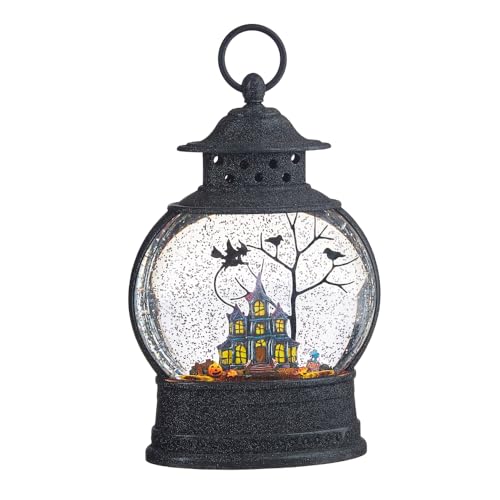 RAZ Imports 10 Inch Haunted Mansion Witch Lighted Water Lantern Halloween Water Globe