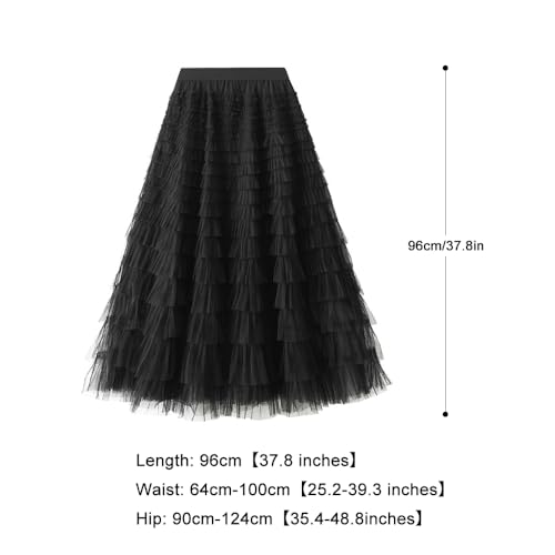 Summer Lovely Cake Layered Elastic Waist Tulle A Line Women Maxi Skirt3