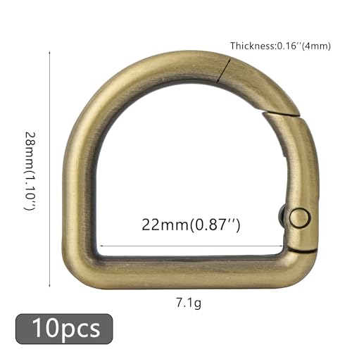 10pcs Metal Spring D Rings Carabiner Clips for Keychains and Crafts