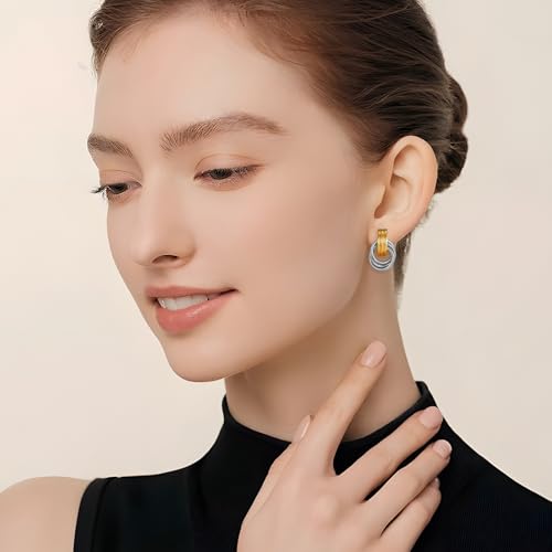 Two Tone Clip On Earrings for Women Statement Gold Silver Small Twisted Knot Clip On Earrings3