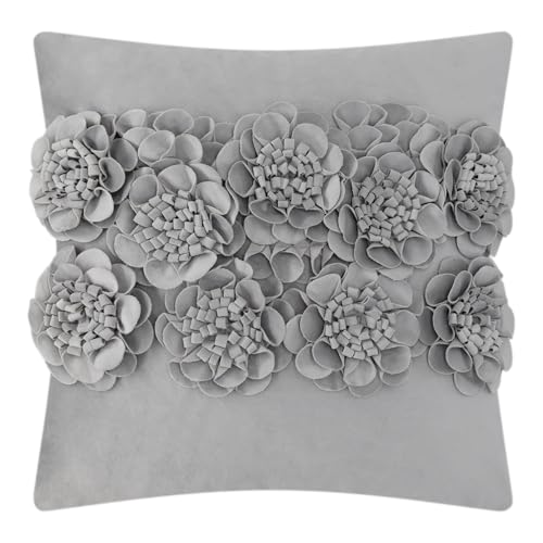 JWH Handmade 3D Flower Throw Pillow Covers Aesthetic Decorative Floral