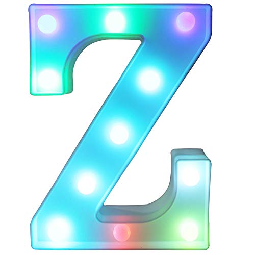 Image of Pooqla Colorful Marquee Letters LED Light Up Letters with Remote, Party Birthday Letter with Lights Decorations for Classroom Room Dorm Home - Multicolor Letter Z
