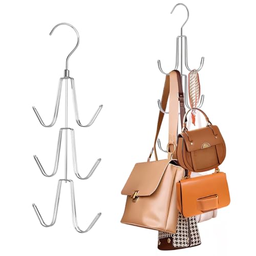 COOLBOTANG �o�b�O���[���b�N 2�Z�b�g �o�b�O���[�n���K�[ 360�x��]�� �݂艺�� �o�b�O�z���_�[ ������ �o�b�O�|�� �� �X�q �X�J�[�t �L���~�\�[�� �l�N�^�C �x���g ���� ���[�n���K�[ 8�̎��[�� (�V���o�[) [���s�A���i]