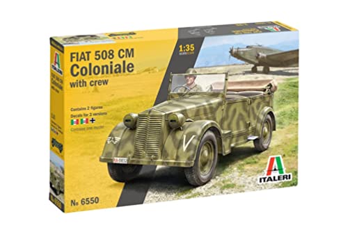 Kit maquette Italeri 6550 Fiat 508 CM Colonial 1:35 en plastique gris avec figurines