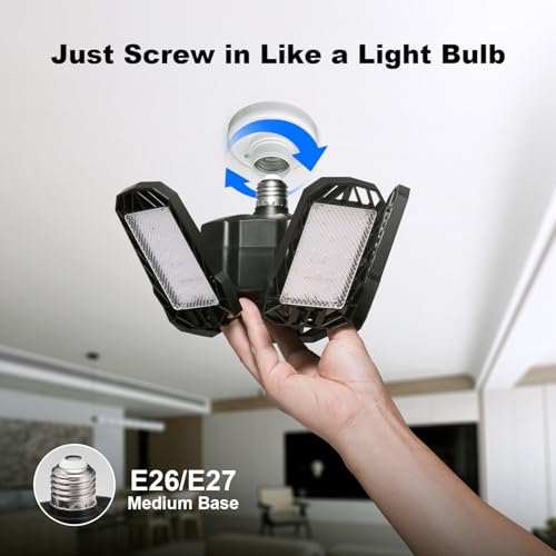 DooVii LED Garage Light,400 Watt Equivalent 6000K,Cool Daylight White LED Area Light,E26/E27 Medium Base,for Outdoor Factory Warehouse Barn Backyard and More,Super Bright