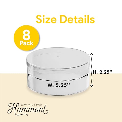 Hammont Round Acrylic Storage Boxes - Candy Gift Containers - Clear Flower Vase - Hair Accessory Organizer - Small Plastic Display Container | 5.25"x2.25" (8 Pack) - Thumbnail 2