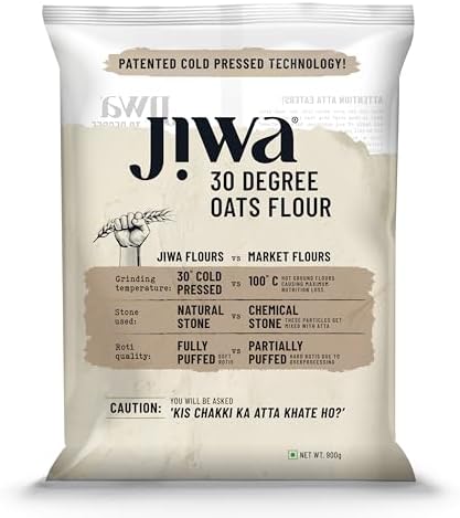 Jiwa 30 Degree Oats Flour | Patented Cold Pressed Flour | Slow Ground | Puffed Soft Rotis | High In Protein and Fiber | Gluten Free | 900 g