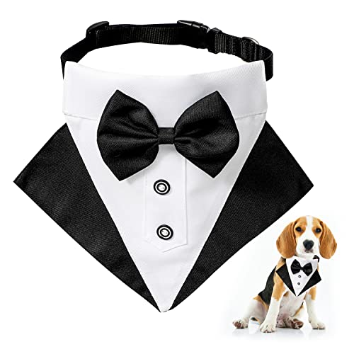 Hund Smoking Bandana Halsband, Formale Hochzeit Party Hund Hochzeit Bandana,Verstellbar Krawatte Haustier Anzug Fliege Bandana für Hochzeit Geburtstag Kostüme (M)