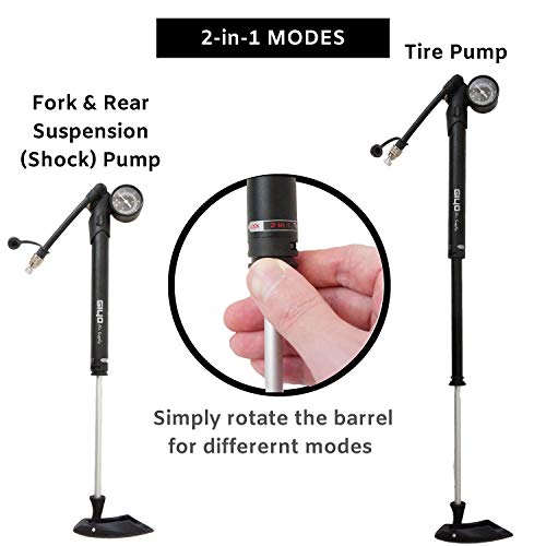 image for NH 2-in-1 Portable Air Shock & Tire Pump, Fork & Rear Suspension Gauge