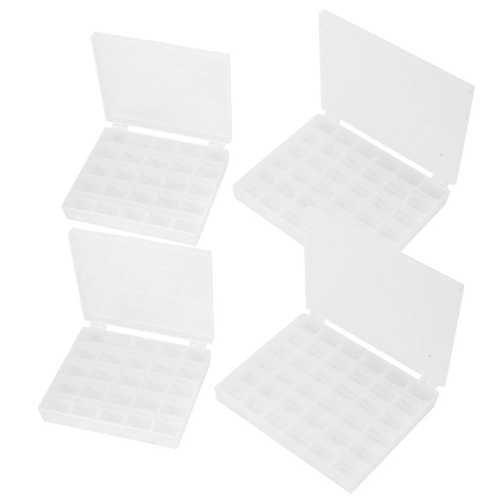Lot 4 Boîtes De Rangement Bobines Couture - 25 Et 36 Grilles Transparentes - Organiseur Plastique Pour Fils Et Accessoires