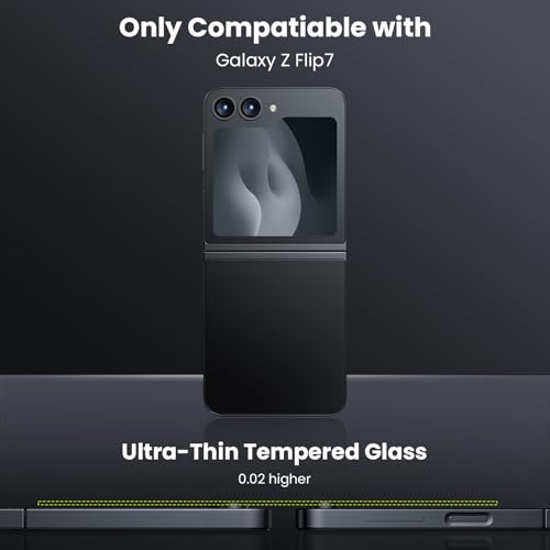 WSKEN for Z Flip 7 Camera Lens Protector Case Cover - Ultra HD Anti-Reflective Tempered Metal Glass Anti Scratch Rear Camera Screen Protector Film for Samsung Galaxy Z Flip 7 5G Accessories,Black