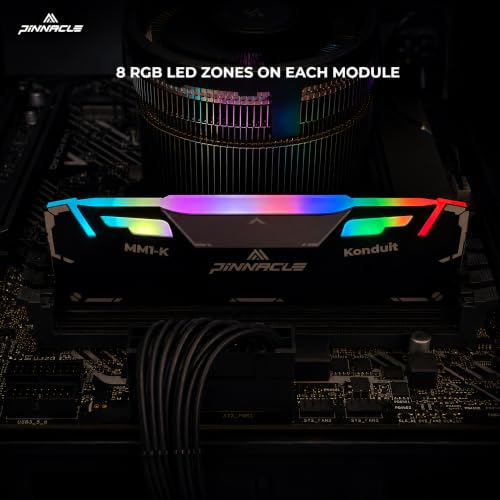 Image of Timetec Pinnacle Konduit RGB 64GB KIT(4x16GB) DDR4 3200MHz PC4-25600 CL16-18-18-38 XMP2.0 Overclocking 1.35V Dual Rank Compatible for AMD and Intel Desktop Gaming PC Memory Module - Black