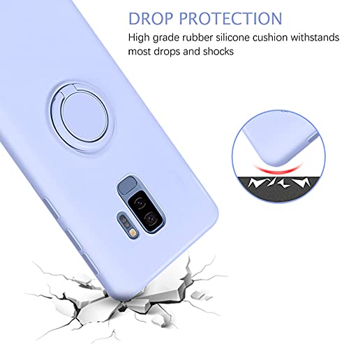 Kangya Samsung Galaxy S9 Plus Case, Slim Silicone | Kickstand With 360° Ring Holder | Support Car Mount Samsung Galaxy S9+ Plus 6.2" Phone Case Cover For Girls Women, Purple #TOP2