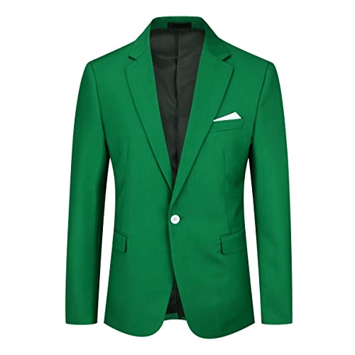 YOUTHUP Blazer Homme Slim Fit Un Bouton Veston Blazer Casual Couleur Unie Veste Mariage Business Soirée, Vert, S