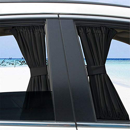 GreceYou 2pcs Car Side Window Curtains, Breathable Mesh Car Window Sunshades Privacy Curtains, Sun and UV Protection, Slidable Retractable Window Shades for Baby (Black)