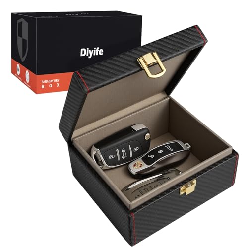 Keyless Go Faraday Box, Zabezpieczenie Przed kradzieżą Kluczyka Samochodowego, Blokada Sygnału, do kart Kredytowych i Samochodu, Wymiary Wewnętrzne 12,5 x 10,2 x 5,5 cm
