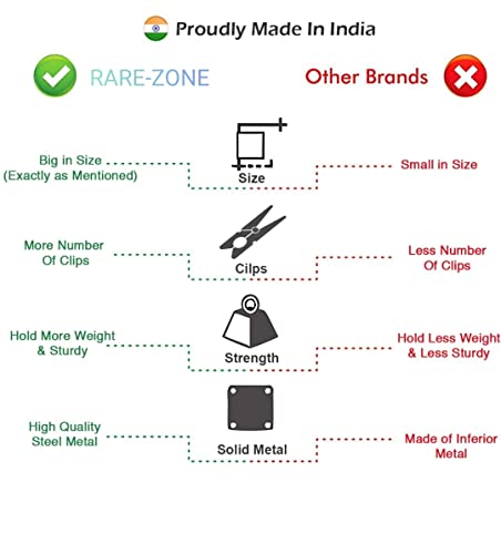 Image of RARE-ZONE Stainless Steel 25 Drying Clips Rust Free Square Cloth Hanger Rack for Baby Cloth Dryer, Balcony Roof Mount Hanger with Clips (Silver) (2) ( 2 Year Rust Proof Warranty )