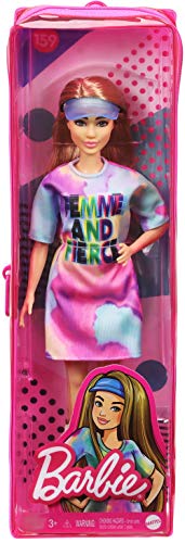 Barbie Fashionista Muñeca rubia con top Malibu, leggings con dos estampados y accesorios de moda (Mattel GRB50)