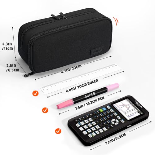 Image of SUNEE Pencil Case, Large Capacity Pencil Pouch, Extra Big Pencil Bag with 6 Compartments, Durable Canvas Pencil Box for Office Stationery Organizer, Back to School Supplies for Teen Boys Girls, Black