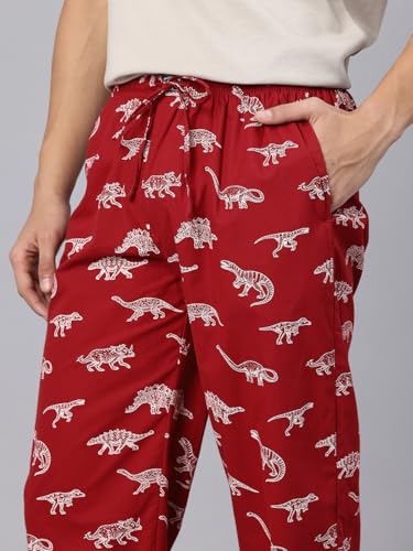 Image of Majestic Man Men's Printed Pure Cotton Lounge Pyjama | Comfort Fit | Elastic Waist with Drawstring | 3 Pockets | Button Closure