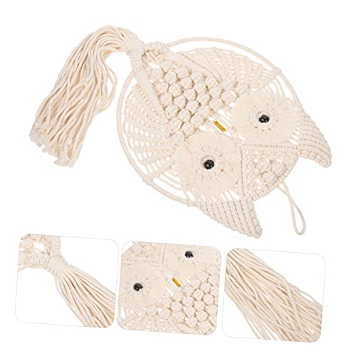 Tapiz de macramé de búho colgante: decoración del hogar estilo boho chic de algodón 4