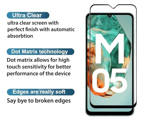 Image of HD Tempered Glass Screen Protector Compatible for Samsung Galaxy M05 5G, A05, A05s with Edge to Edge coverage and Easy Installation kit