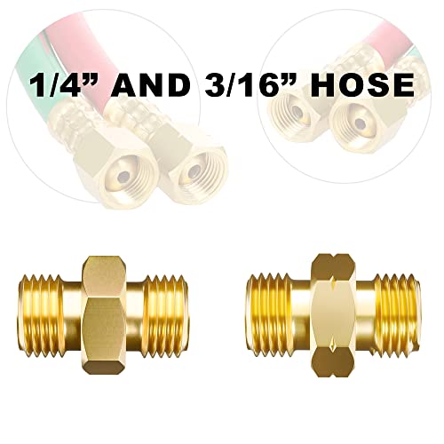 Image of Hromee Welding Hose Coupler Adapter Set 3 /16 inch and 1 /4'' fitting 9 /16 inch-18 LH&RH for Oxygen Acetylene Twin Hose (Pack of 2)