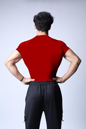 Image of COITONIC Men Compression Half Sleeves Round Neck T-Shirt for Gym and Sports Wear