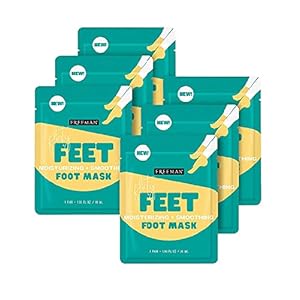 FREEMAN Beauty Flirty Feet Moisturizing & Soothing Foot Sheet Masks, Foot Care for Dry Feet, 6 Count