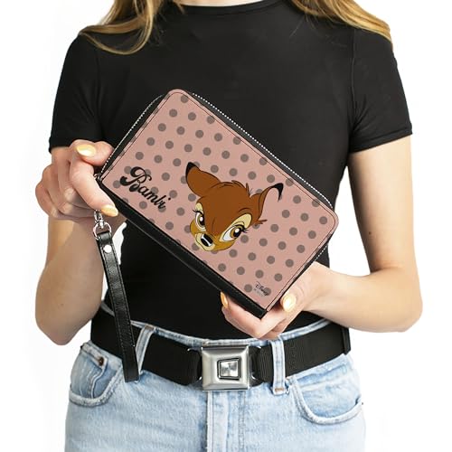 Buckle-Down Women's PU Zip Around Wallet Rectangle-Bambi, 7.5"x4.5"4