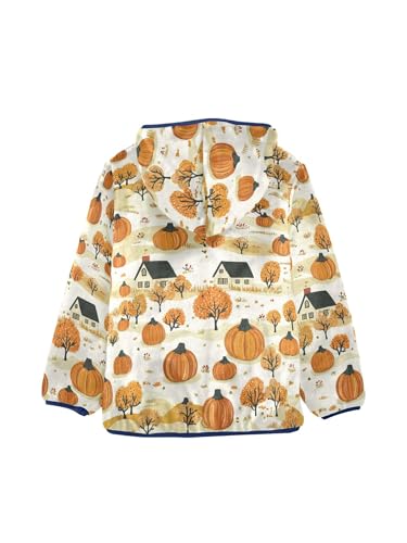 Fall Farmhouse Orange Pumpkin Girls Fleece Jacket Girls Fall Jacket Boys Coats Zip Up Hoodie Children Outerwear 2-10T2