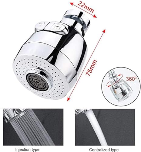Image of 360 Degree Swivel Faucet Aerator Deluxe Water Saving Faucet Sprayer Water Saving Bubbler Pressurized Faucet Filter Kitchen Accessories 2 Modes (Faucet Head - A - 1)
