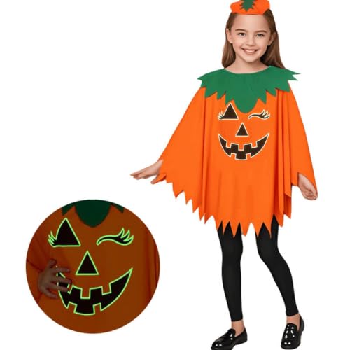 Disfraz de poncho de calabaza con corte holgado y complementos de juego 6