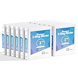 SUNEE 3 Ring Binders 1 Inch 12 Pack, Clear View Binders Bulk Three Ring PVC-Free (Fit 8.5x11 Inches) for...