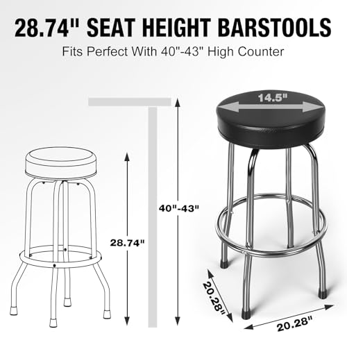 Image of YELLOW JACKET Swivel Bar Stool Padded Seat, Modern Counter Stools with Footrest, 360 Swivel, Ball Bearing, Anti-Slip Caps, Barstool for Bar Shop Restaurant Kitchen Island, 250 LBS Capacity