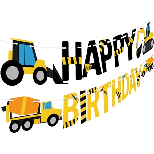 Happy Birthday Banner Construction Party Decorations Construction Birthday Party Supplies for Boys 1st 2nd 3rd Construction Birthday Banner Garland Excavator Dump Truck Tractor Sign