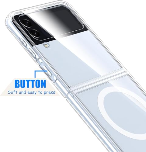 Image of NISHTECH Silicone for Samsung Galaxy Z Flip 3 5G Magnetic Transparent Case | Shock Proof Design & Camera Protection | Magsafe Wireless Charging Case | Sleek Hard Crystal Cover - Clear Back