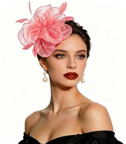 Image of DRESHOW Fascinators Hat Tea Party Headwear Ribbons Feathers on a Headband and a Clip for Women