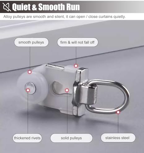 Premium Adjustable Curtain Rod System, 14.1ft Window Track with Cover Valance, 2 Detachable Slide Rails, Ideal for Living Room (White)