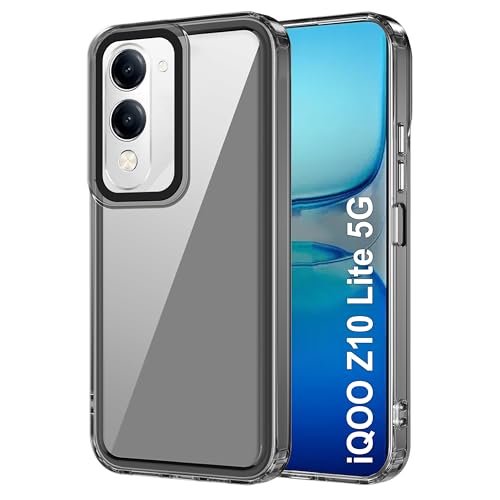 Image of amazon basics Back Case Cover for iQOO Z10 Lite 5G | Compatible for iQOO Z10 Lite 5G Back Cover | Case Cover with Camera Protection | (TPU + PC | Translucent Black)