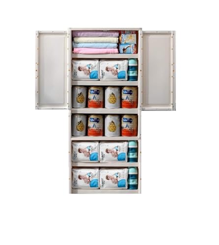Image of Mevigo Door Plastic Wardrobe for Kids| Almirah and Wardrobe for Baby Clothes| Modular Storage Cabinet with Wheel Organizer for Cupboard Rack for Clothes /Shoes /Books /Toy (White-MS16930, 4- Layer)