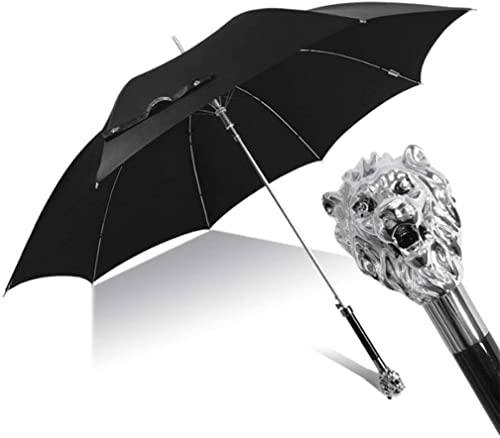 Parasol Parasole Wiatroszczelny Lekki Złoty I Srebrny Kształt Głowy Lwa Długa Rączka Dżentelmen Brytyjski Parasol Przeciwsłoneczny Kreatywny Parasol Dla Mężczyzn I Kobiet Parasol Kobiet i Mężczyzn