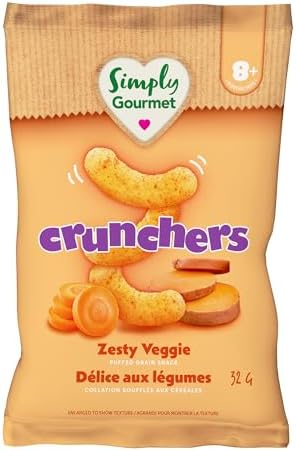 Simply Gourmet Crunchers, Zesty Veggie, 6 x 32g | 8 Months+ | No Added Sugar, Dairy Free | Made in Canada - 2