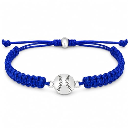 Sportybella - Baseball Rope Bracelet, Paracord Braided Unisex Sports Accessory for Players, Fans & Team Spirit (Blue)