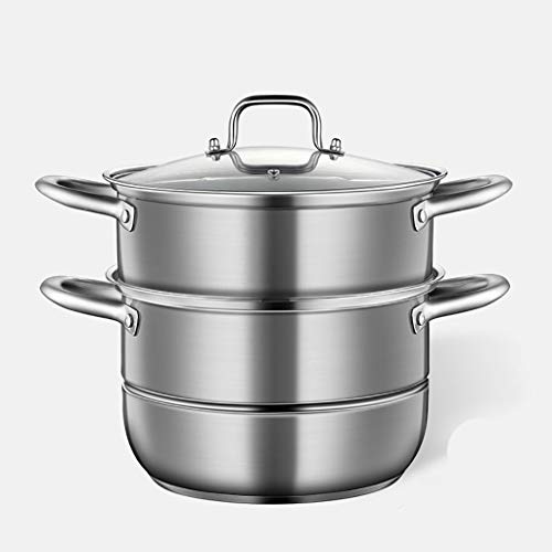 Olla/Vaporera De Acero Inoxidable 304, Olla De Doble Fondo Espesada para El Hogar, para Cocina De Gas/Inducción, 28 Cm