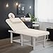 Heavy Duty Wide Stationary Massage Table Metal Frame PU Leather Spa Facial Professional Adjustable Massage Bed with Open-Chest & Headrest for Treatment Physical Therapy Tatoo Salon Equipment (Gray)