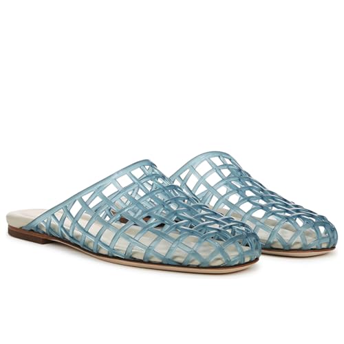 Image of Jelly Shoes for Women Jelly Mesh Flat Sandals Closed Toe Round Toe Slides Flats Slip on Summer Slippers Mules