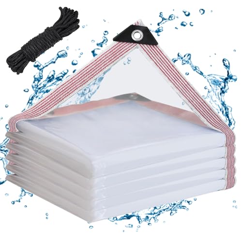 Clear Waterproof Tarp with Grommets 4x6ft,Heavy Duty Clear Vinyl Plastic Tarps for Winter Outdoor,Transparent Tarpaulin PVC Tarps Covering for Patio Henhouse Porch Canopy Plant Camping